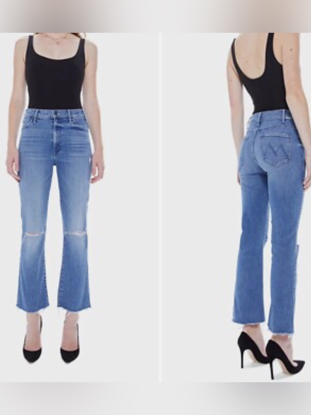 MOTHER jeans blue flare The Hustler Ankle Fray Can’t Stop Sharing High Rise 26